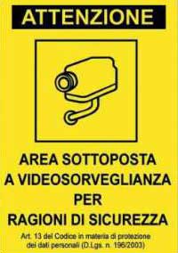 Cartello Area sottoposta a videosorveglianza